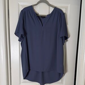 Pleione Women's Navy Short Sleeve Blouse